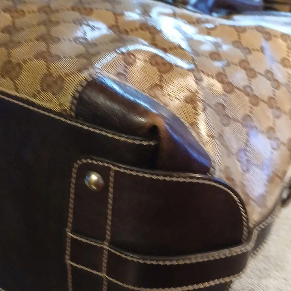 AUTHENTIC GUCCI CREST GG CRYSTAL 2 WAY TOTE BAG GG PVC LEATHER - Picture 8 of 11